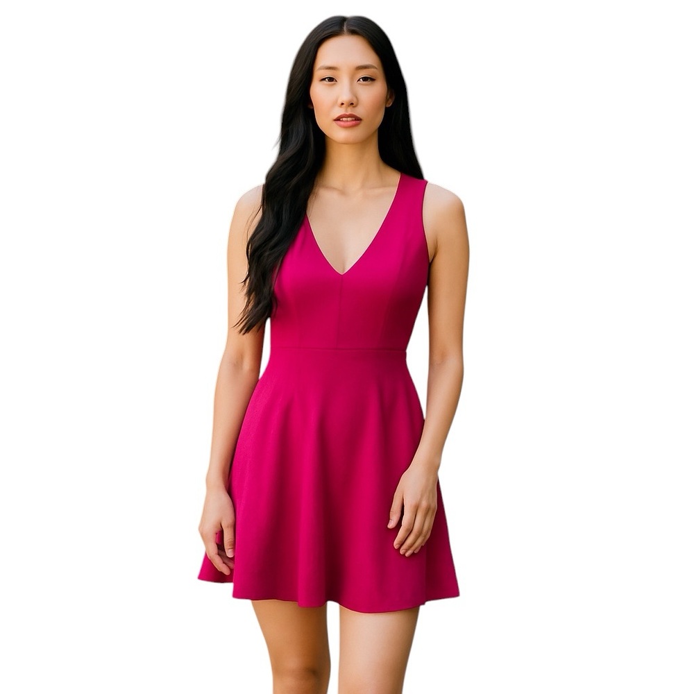Jude Connally Dress Womens Dark Fuchsia Naomi Ponte Knit Sleeveless Dress M L